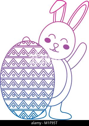 easter celebration with rabbit behind the big egg Stock Vector