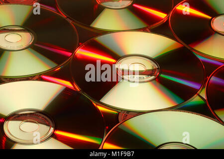Colourful refraction effects on Compact Discs Stock Photo