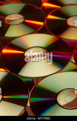 Colourful refraction effects on Compact Discs Stock Photo