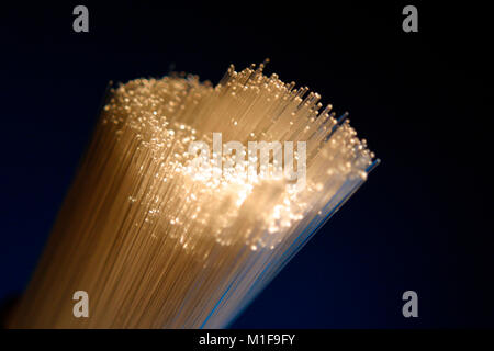 Fibre optic filaments bundle Stock Photo