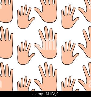 seamless pattern opened hands support symbol Stock Vector
