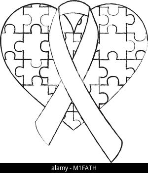 puzzle heart ribbon autism awareness Stock Vector Image & Art - Alamy