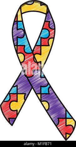 autism awareness ribbon made with jigsaw puzzle Stock Vector Image ...