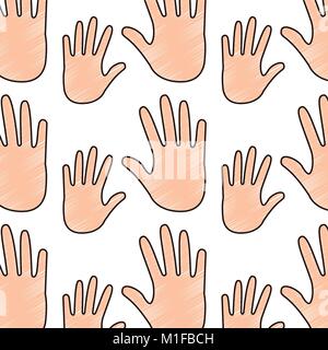 seamless pattern opened hands support symbol Stock Vector