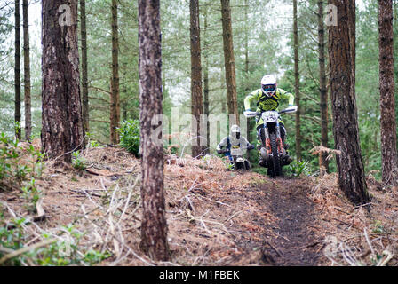 Moreton Forest, Moreton, Dorset, UK. 28th January, 2018. Josh Player (26) leads the way through the forest during the Dorset Enduro Winter Warmer Seri Stock Photo