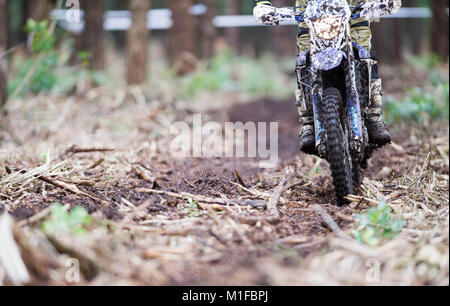 Moreton Forest, Moreton, Dorset, UK. 28th January, 2018. Stephen Mulliner (109) weaves through the roots and branches in the forest during the Dorset  Stock Photo