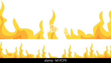 Fire flame vector pattern line frame. Fire flat simple border