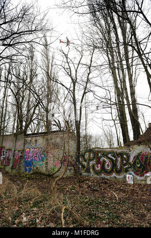 Berlin, The rediscovered piece of the Berlin Wall from 1961,photo Kazimierz Jurewicz, Stock Photo