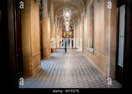 Barcelona, Spain. 30th Jan, 2018.  Interior view of a corridor in the Catalonia Parliament. Credit:  Jordi Boixareu/Alamy Live News