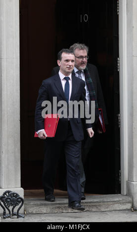 London, UK. 30th January, 2018. Alun Cairns Secretary of State for Wales and David Mundell, Secretary of State for Scotland seen leaving 10 Downing street, London, UK Credit: RM Press/Alamy Live News Stock Photo