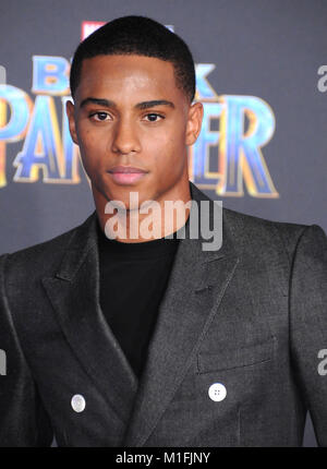 Los Angeles, California, USA. 29th Jan, 2018. Actor Keith Powers attends the World Premiere of Marvel Studios' 'Black Panther' at Dolby Theatre on January 29, 2018 in Los Angeles, California. Photo by Barry King/Alamy Live News Stock Photo