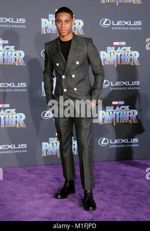 Los Angeles, California, USA. 29th Jan, 2018. Actor Keith Powers attends the World Premiere of Marvel Studios' 'Black Panther' at Dolby Theatre on January 29, 2018 in Los Angeles, California. Photo by Barry King/Alamy Live News Stock Photo