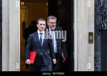 London, UK. 30th January, 2018. Alun Cairns MP, Secretary of State for Wales, and David Mundell MP, Secretary of State for Scotland, leave 10 Downing Street following a Cabinet meeting. Credit: Mark Kerrison/Alamy Live News Stock Photo