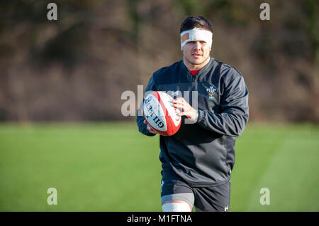 Cardiff, Uk. 30th Jan, 2018. Josh Adams During Welsh Rugby Training At 