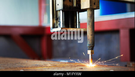 High precision CNC gas cutting metal sheet Stock Photo