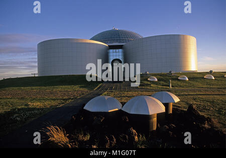 Iceland. Reykjavik. Watertanks and restaurant called  Perlan (the pearl). Stock Photo