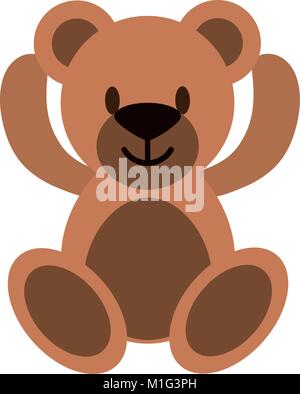 Soft toy teddy bear isolated on white background. Vector cartoon close