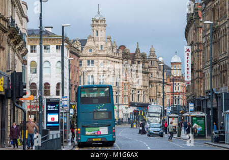 Leeds Yorkshire UK - City centre traffic Photograph taken by Simon Dack Stock Photo