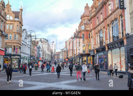 Leeds Yorkshire UK - Shoppers in city centre Stock Photo