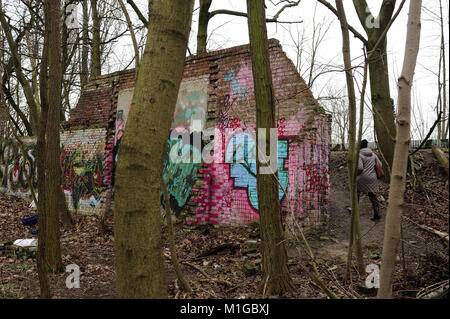 Berlin, The rediscovered piece of the Berlin Wall from 1961,photo Kazimierz Jurewicz, Stock Photo