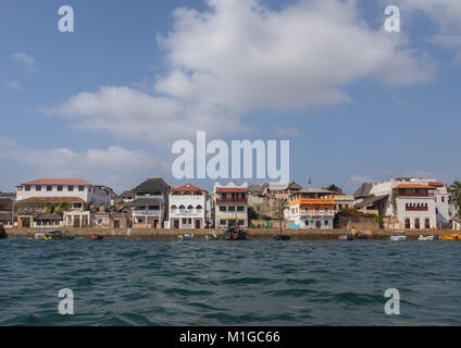 The old town seen from the sea, Lamu County, Lamu Town, Kenya Stock Photo