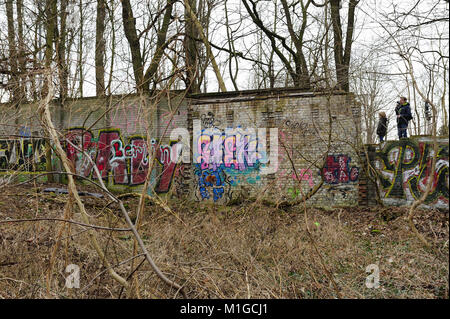 Berlin, The rediscovered piece of the Berlin Wall from 1961,photo Kazimierz Jurewicz, Stock Photo