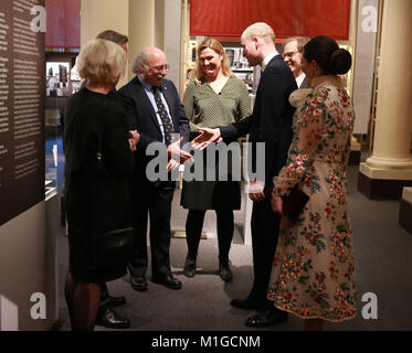 RETRANSMITTING ADDING NAME OF GUEST The Duke of Cambridge (second right) shakes hands with British Physics Nobel Prize winner Frederick Duncan Michael Haldane, accompanied by Crown Princess Victoria of Sweden (right) at the Nobel Museum on the first day of his visit with the Duchess of Cambridge to Sweden. Stock Photo