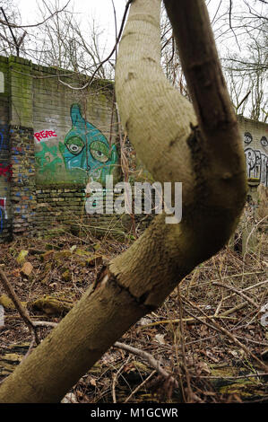 Berlin, The rediscovered piece of the Berlin Wall from 1961,photo Kazimierz Jurewicz, Stock Photo