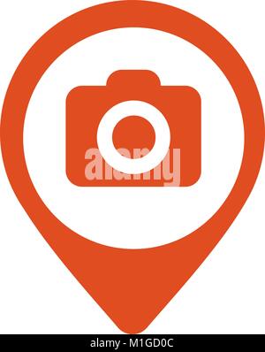 Photo Camera flat mapping pin icon Stock Vector