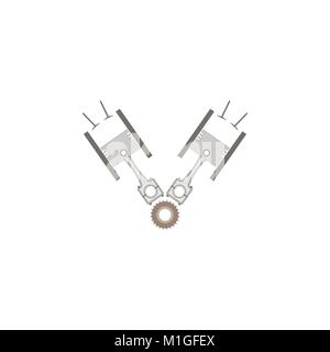 Schematic drawing w-shaped engine Stock Vector