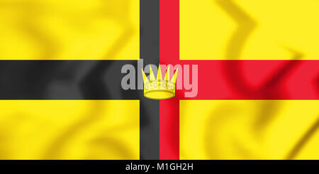 3D Flag of the Kingdom of Sarawak. 3D Illustration. Stock Photo