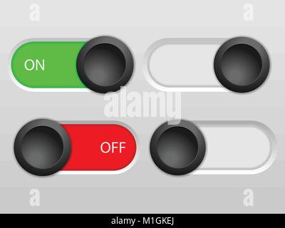 Power sliders set on a grey background. Stock Vector