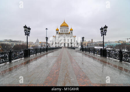 Orthodox Church of Christ the Savior in Moscow, Russia during winter Stock Photo