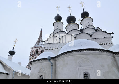 Saint Antipius and Saint Lazarus churches along the Golden Ring in Suzdal, Russia in the winter. Stock Photo