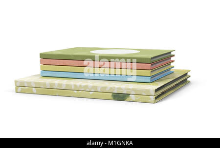A stack of books on white background. 3D rendering. Stock Photo