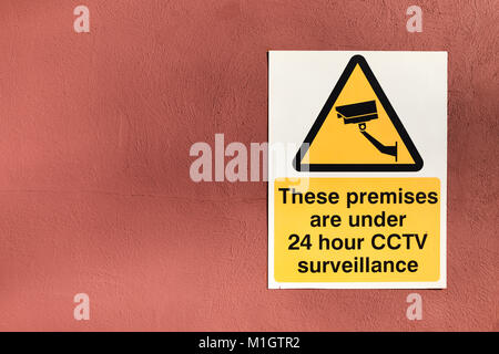 CCTV Surveillance Camera Notice. Stock Photo