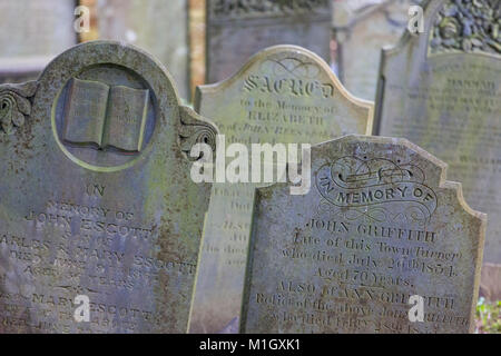 Grave headstones  in churchyard Stock Photo