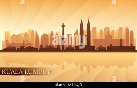 Silhouette Skyline panorama of city of Kuala Lumpur, Malaysia - vector ...