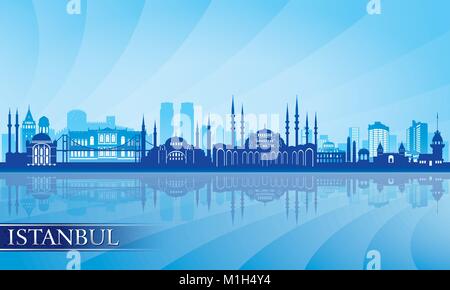 Istanbul city skyline detailed silhouette. Vector illustration Stock Vector