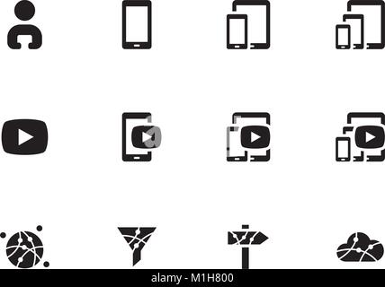 Mobile Phone Content icons on white background. Vector illustration. Stock Vector