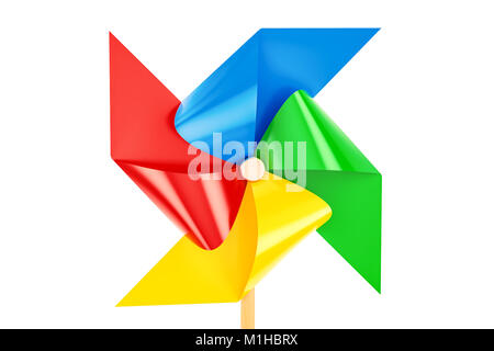 Pinwheel toy closeup, 3D rendering isolated on white background Stock Photo