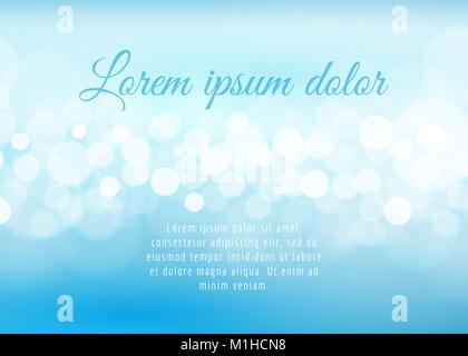 Bokeh lights on sky blue background Stock Vector
