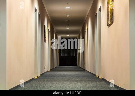 Photo of empty passageway corridor in luxury house. Stock Photo