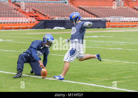 Miami Florida,Orange Bowl,All American Offense Defense Bowl,high school football players,practice,rehearsal,Black male,teen teens teenager teenagers s Stock Photo