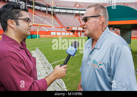 Miami Florida,Orange Bowl,Hispanic Latin Latino ethnic immigrant immigrants minority,adult adults man men male,football stadium demolition press confe Stock Photo