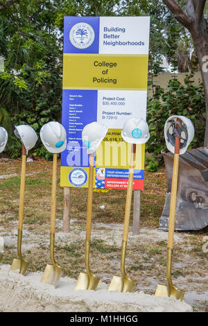 Miami Florida,College of Policing,groundbreaking ceremony,law enforcement,education,criminology,shovels,hard hats,FL080117017 Stock Photo