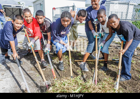 Miami Florida,Allapattah Middle School,campus,Hands On HandsOn Miami,volunteer volunteers volunteering work worker workers,teamwork working together h Stock Photo