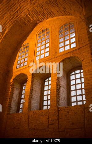 Windows on the brick wall Istanbul, Turkey Stock Photo