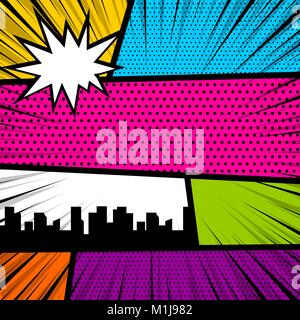 Pop art comic book colored backdrop Stock Vector