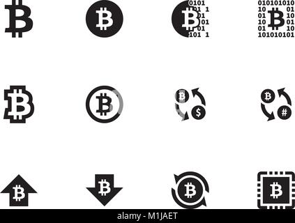 Bitcoin and Exchange vector icons on white background. Vector illustration. Stock Vector
